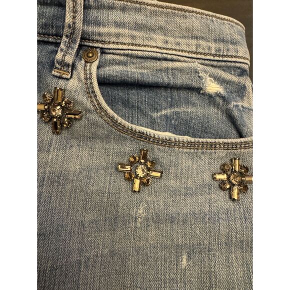 Loft Relaxed Skinny Rhinestone Pocket Detail Jeans Sz 8T - Picture 2 of 14
